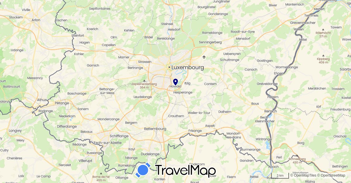 TravelMap itinerary: driving in Luxembourg (Europe)